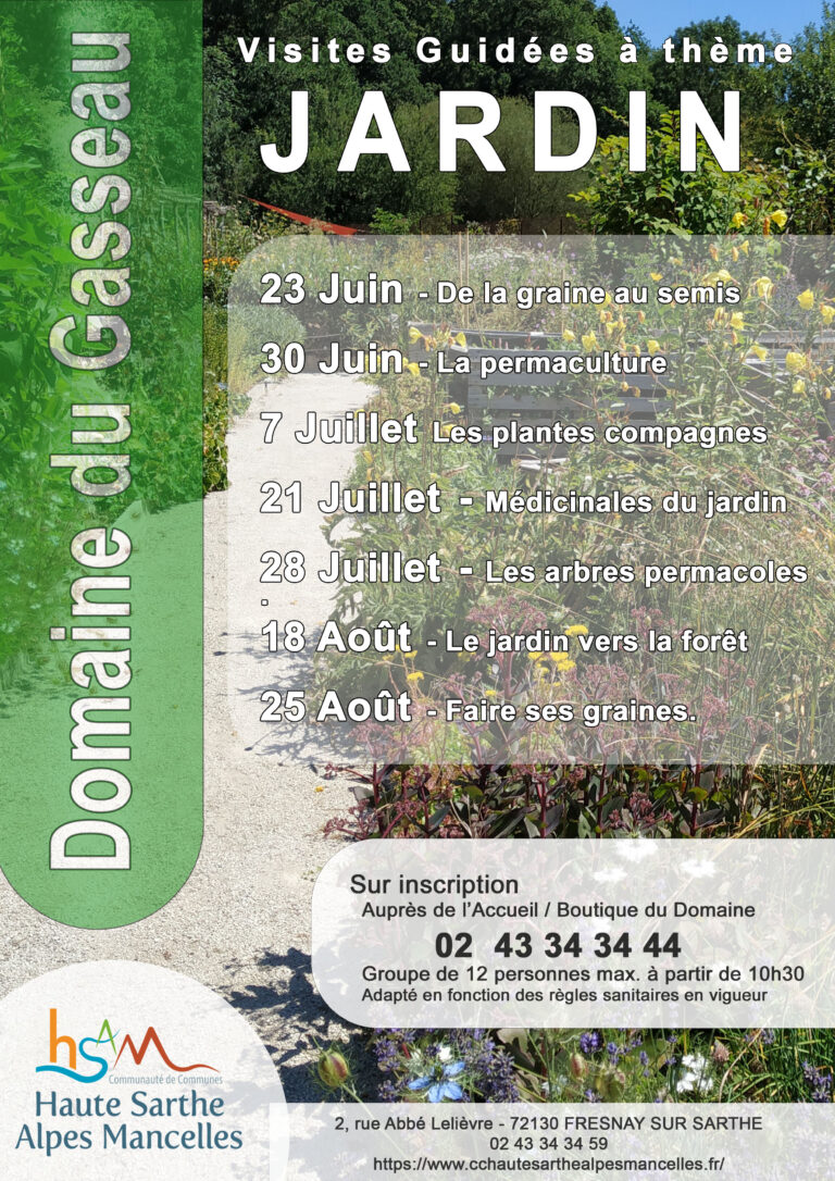 Calendrier des visites guidées du jardin